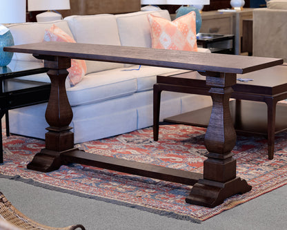 Double Pedestal Rustic Console Table