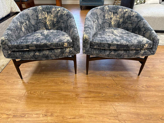 Pair of MCM Barrel Chairs by Lawrence Peabody