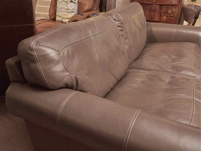 'Mole Grey' 2 Piece Leather Sofa with Nickel Nailhead Trim