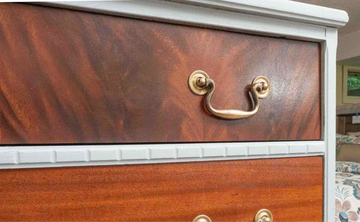 Mahogany 3 Over 2 'Ice Blue' Finish Chest