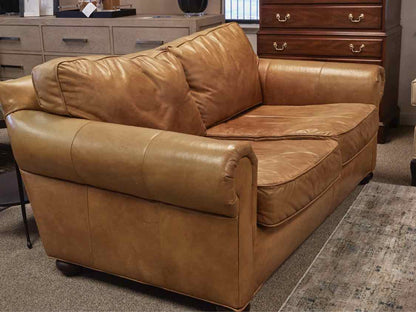 RH Saddle Brown Leather 2 Cushion  Sofa
