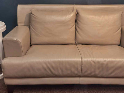 Nicoletta  Taupe Leather Contemporary  Loveseat