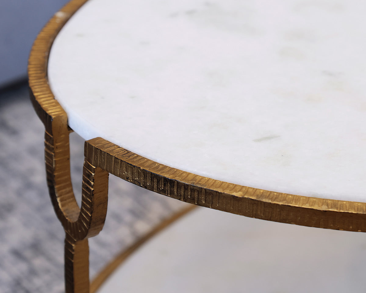 Global View Iron and Stone Cocktail Table