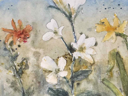 'Summer Wildflower II Gold & Chrome Frame Double Matt Watercolor Print