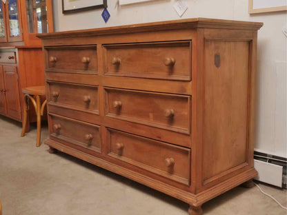 Pine 6 Drawer Dresser with Wood Knobs