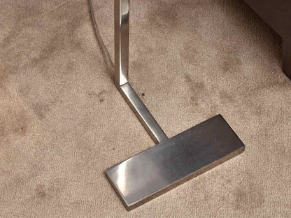 Chrome Floor Lamp With White Linen Shade