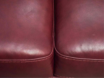 Red Vinyl 3 Attached Cushion Sofa