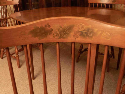 Hitchcock Maple Drop Leaf Table with (2) 14" Leaves & 6 Chair Set