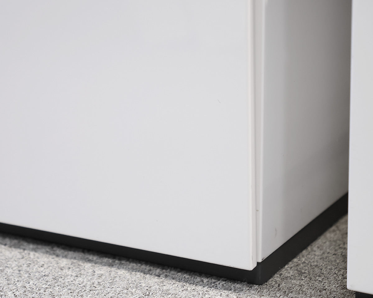 Three Drawer White Lacquer Nightstands
