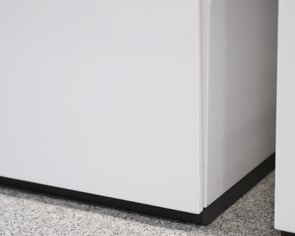 Three Drawer White Lacquer Nightstands