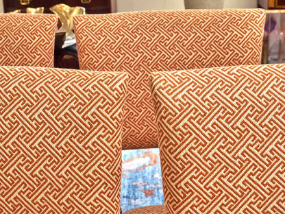 Set of 8 Century Furniture Coral & Ivory Upholstered Dining Chairs
