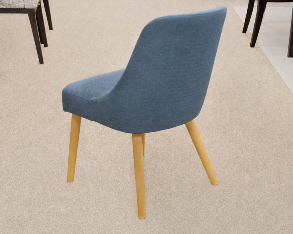 Set of 4 Skyline MCM Style Blue Upholstered Dining Chairs