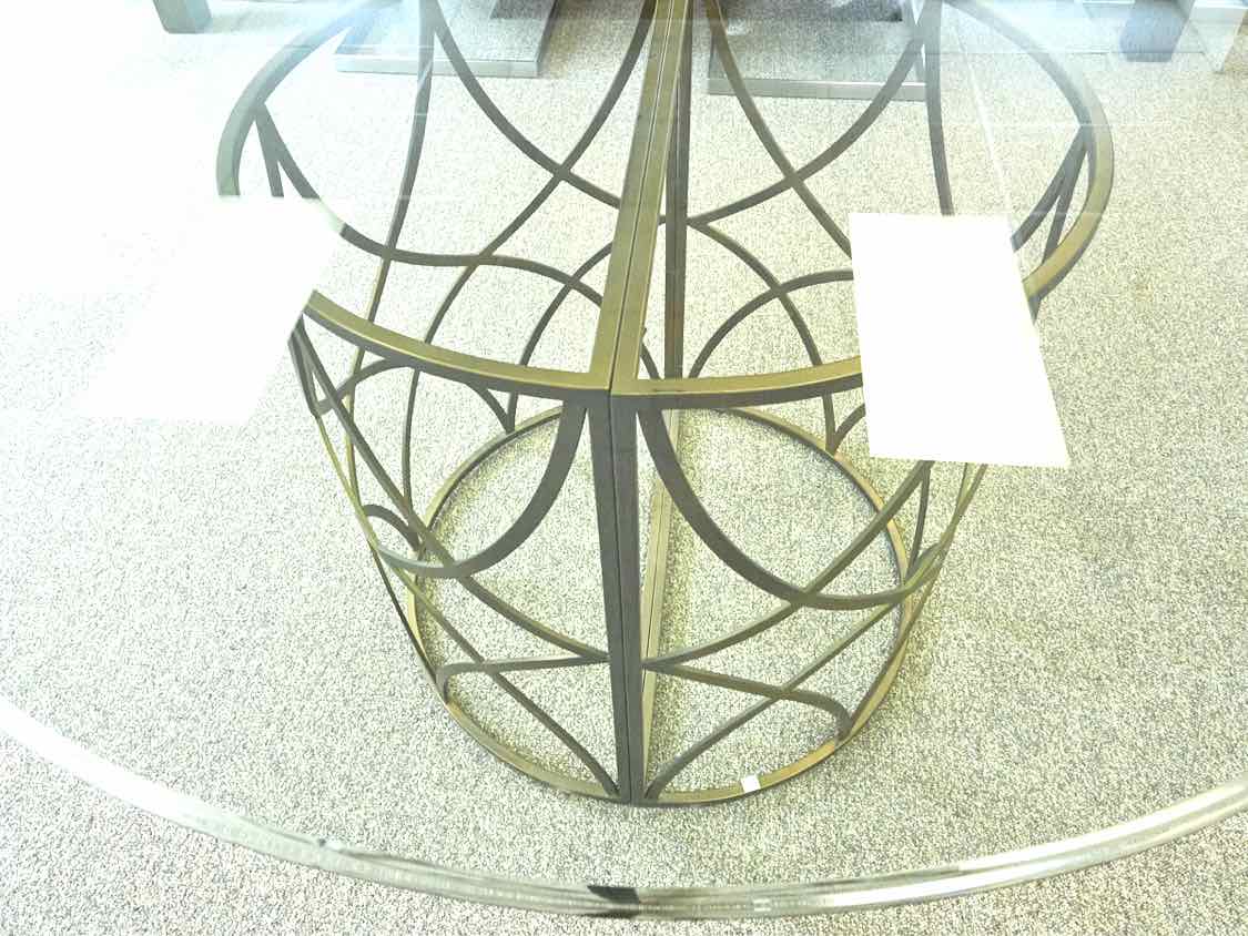 Round Brass Base Dining Table With Glass Top