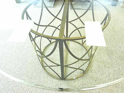 Round Brass Base Dining Table With Glass Top