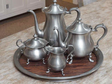Towle Pewter Tea, Coffee, Sugar & Creamer Set Includes Round Tray