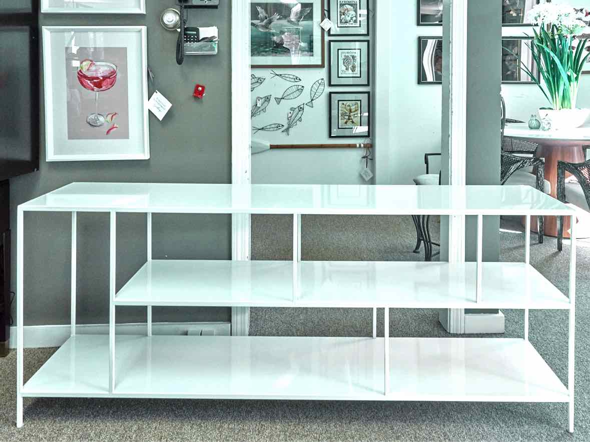 White Metal Console with 2 Shelves