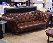 Baker tufted Leather Sofa w/ Nail Head Trim