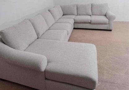 Ashley 5 Piece Cloud Grey Upholstered Sectional with Chaise
