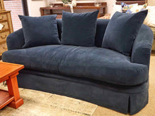 Custom Kidney Shape Loveseat in Navy Velvet