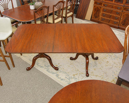 Henkel Harris Solid Mahogany Double Pedestal Dining Tables w/  3 Leaves (16")