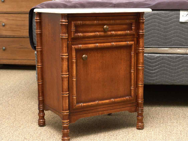 Faux Bamboo Marble Top Nightstand