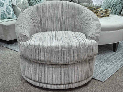 Pair of Raymoor & Flanigan Sofia Swivel Chairs in Loft Stripe