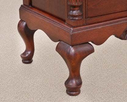 Mahogany 3 Drawer Nightstand with Fluted Column Sides