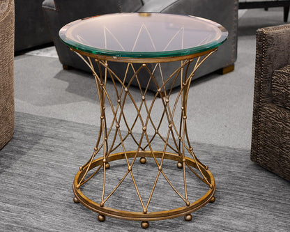 Glass Top Round Side Accent Table