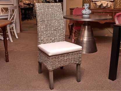 Set of 6 Whitewashed Banana Leaf Side Dining Chairs