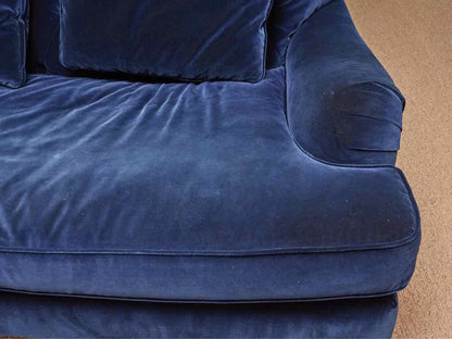 ZGallerie Blue Velvet Tufted Back Loveseat with 2 Toss Pillows