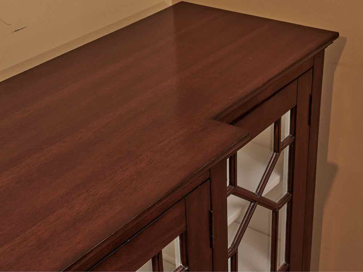 Mahogany 4 Glass Door Sideboard with White Interior