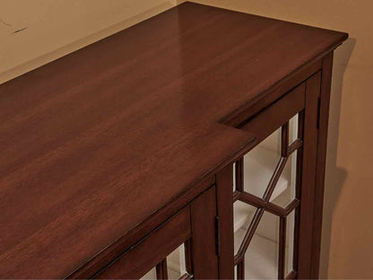 Mahogany 4 Glass Door Sideboard with White Interior