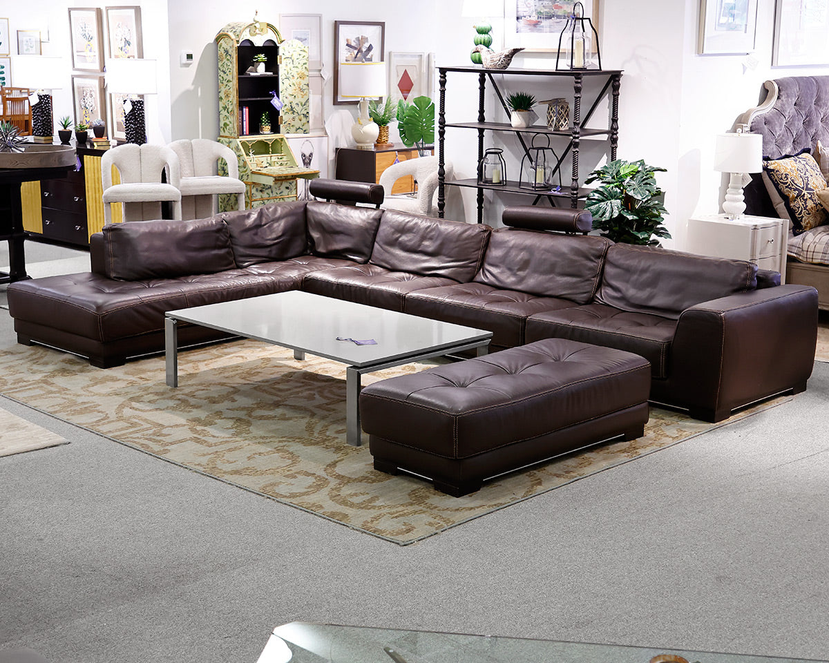 Roche Bobois Brown Leather Sectional