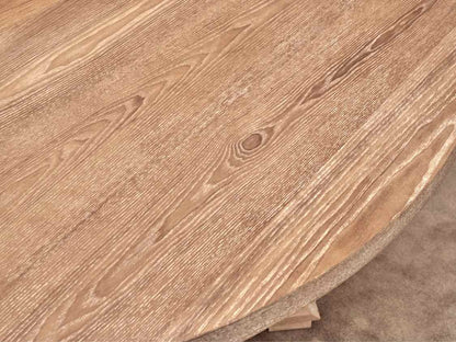 Natural Oak & Ash Round Dining Table With 15.5 Leaf