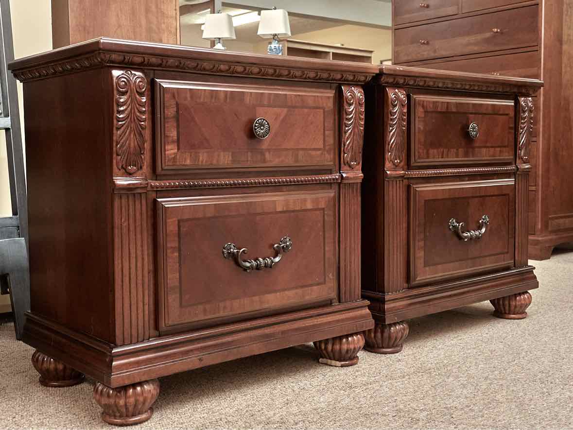 f Mahogany Finish 2 Drawer Nightstand