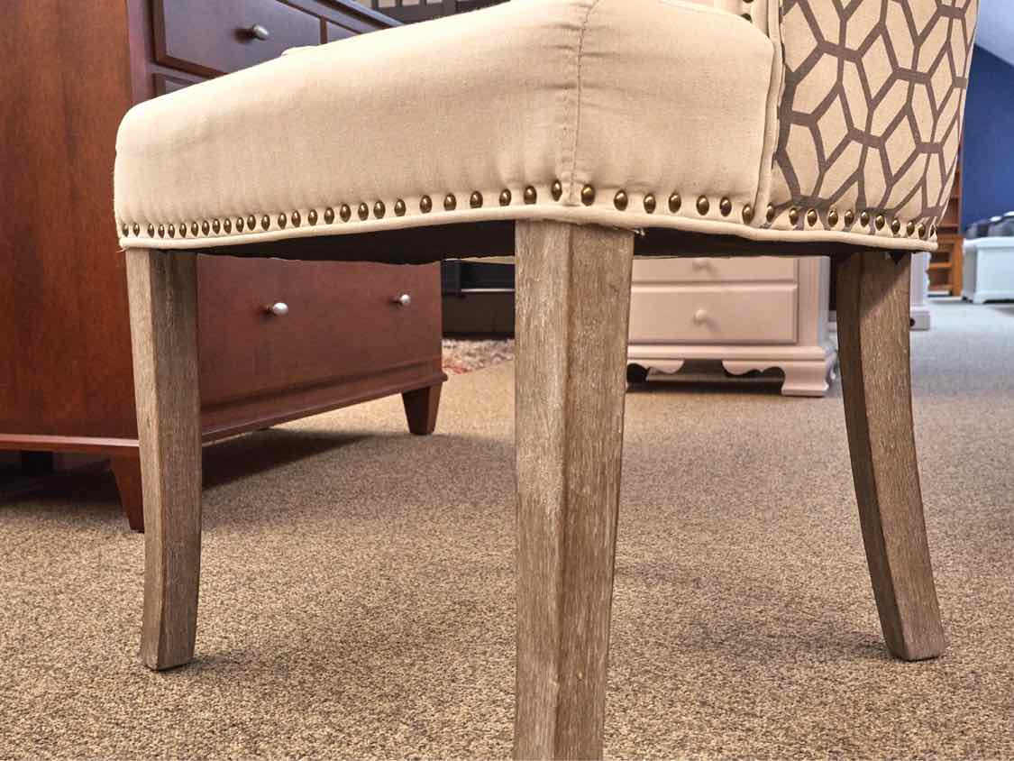 Transtional Desk  Chair with Ivory Upholstery & Contrast Upholstery on Back