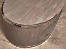 Century Furniture Oval  Driftwood Finish Chrome Accents Cocktail Table