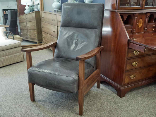 Crate & Barrel  Grey Leather Recliner