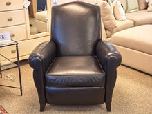 Ethan Allen Black Leather Chair with Sock Arm