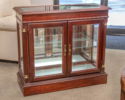 Jasper Cabinet Mahogany Finish 2 Glass Door Display Cabinet