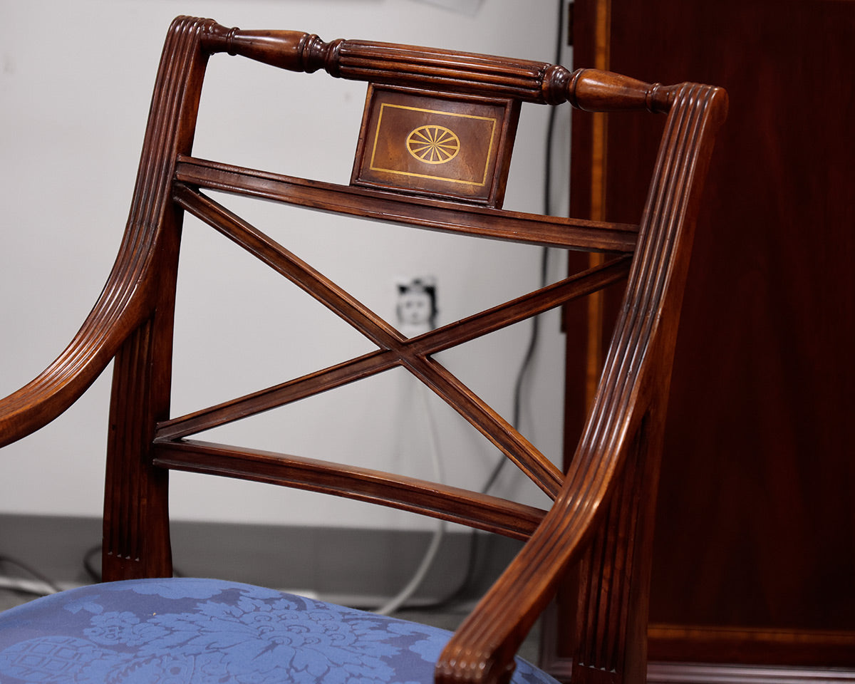 Stuart Swan Set of 8 Neoclassical 'X' Back Mahogany Dining Chairs