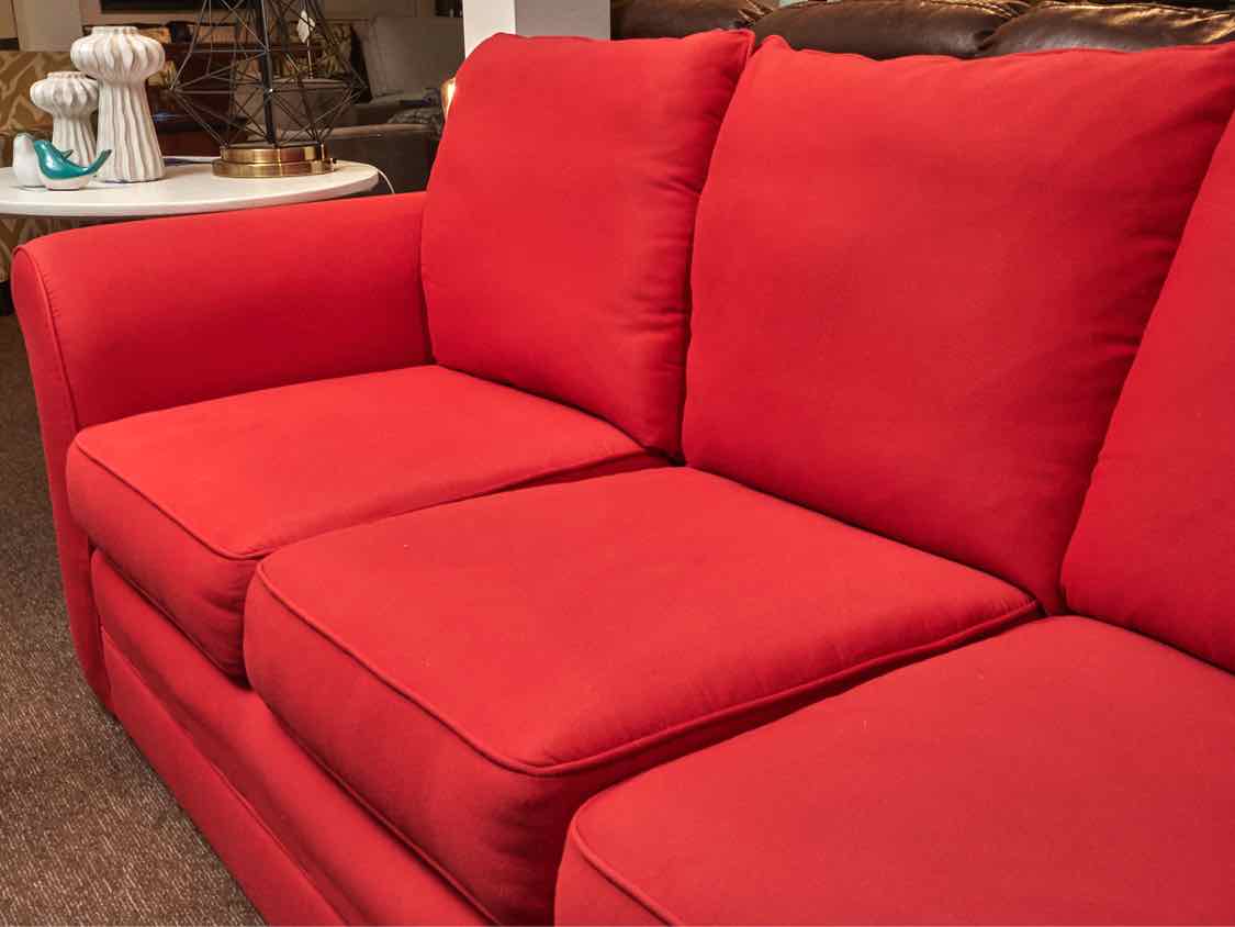 Hickory Hill Buoy Red 3 Cushion Sofa with Sock Arms