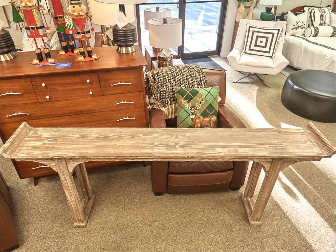 Ballard Design Ananda Console Table in Driftwood Finish