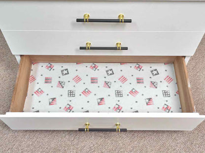Cream Finish 4 Drawer With Gold & Black Bar Handles Chest