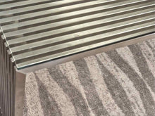 Amici Brushed Stainless Steel Dining Table with Glass Top Dining Table