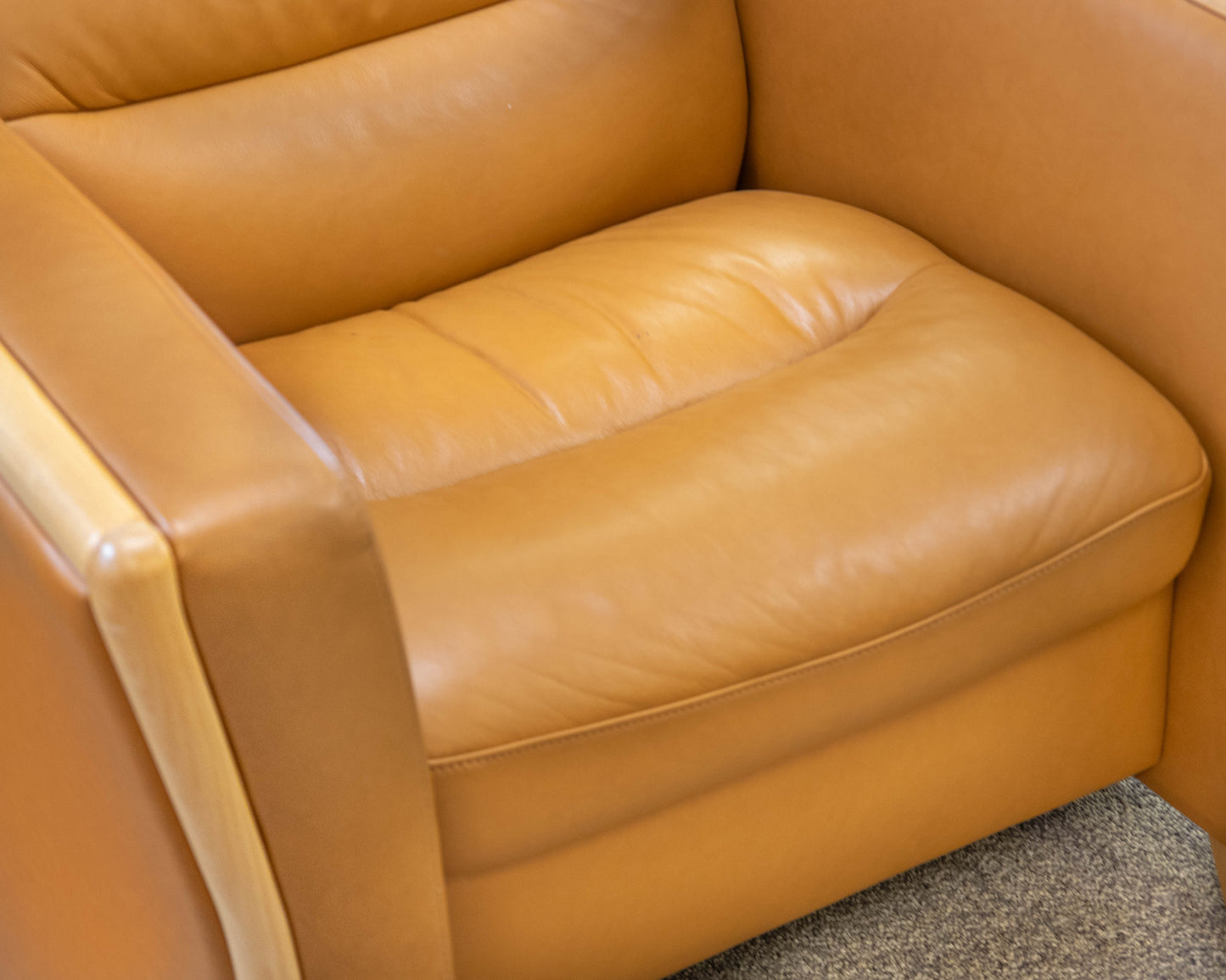 Ekornes Camel Leather High Back Recliner