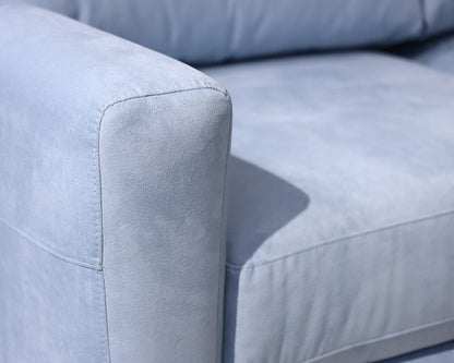 American Leather 3-Piece Sectional in Light Blue Microfiber on Black Legs