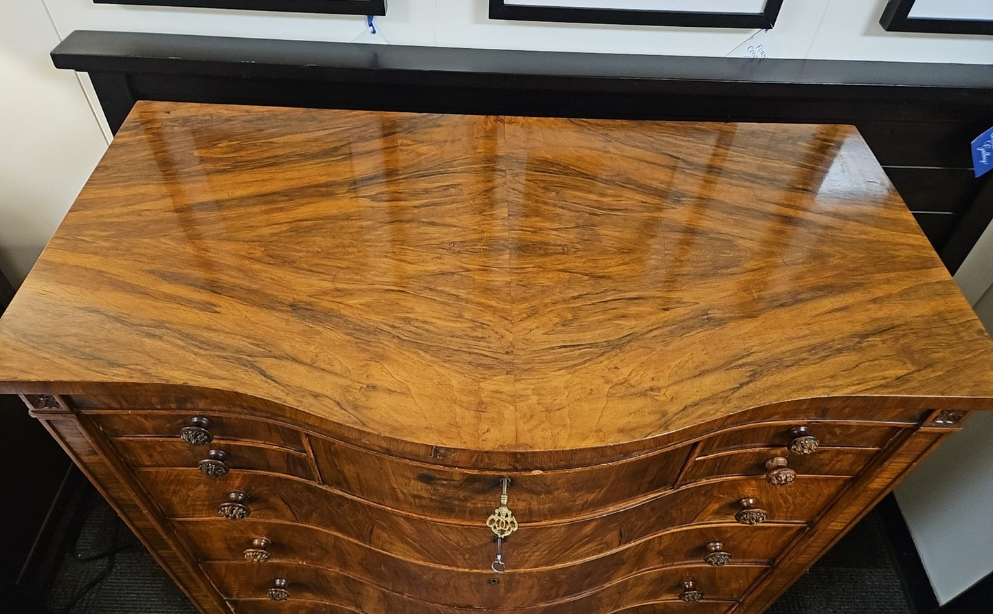 Flame Mahogany Antique Chest