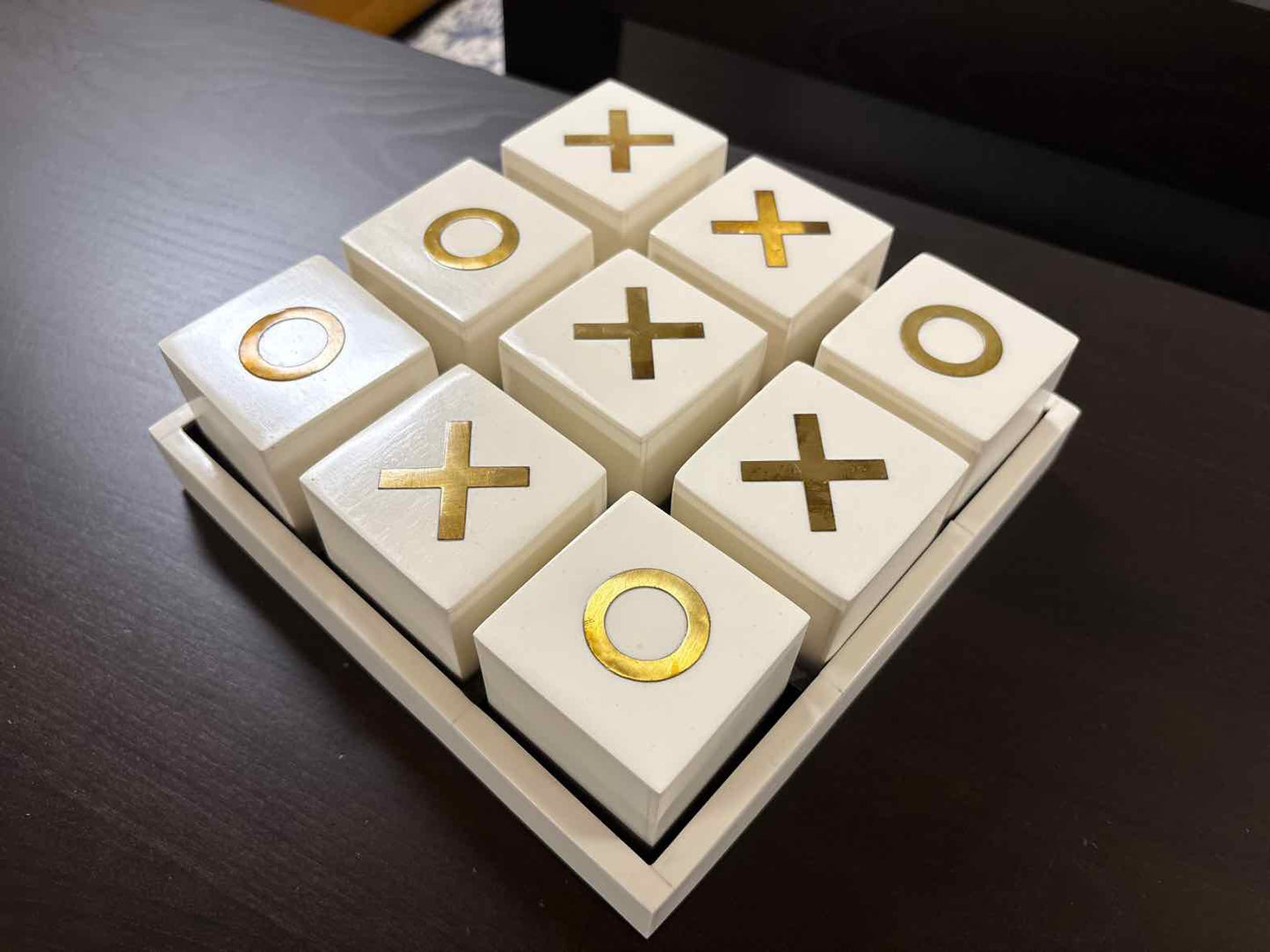 3D Cube Bone & Gold Tic-Tac-Toe