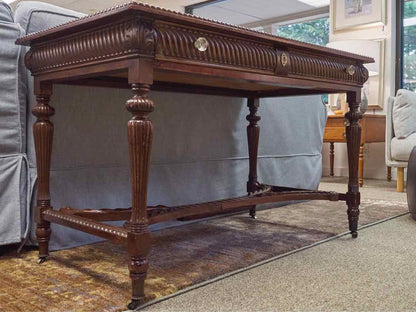 Mahogany Stained Library Desk W/ Drawer